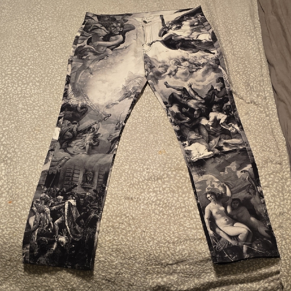 Artistic Black and White Graphic Pants